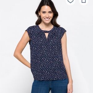 Elegant Navy Polka Dot Blouse